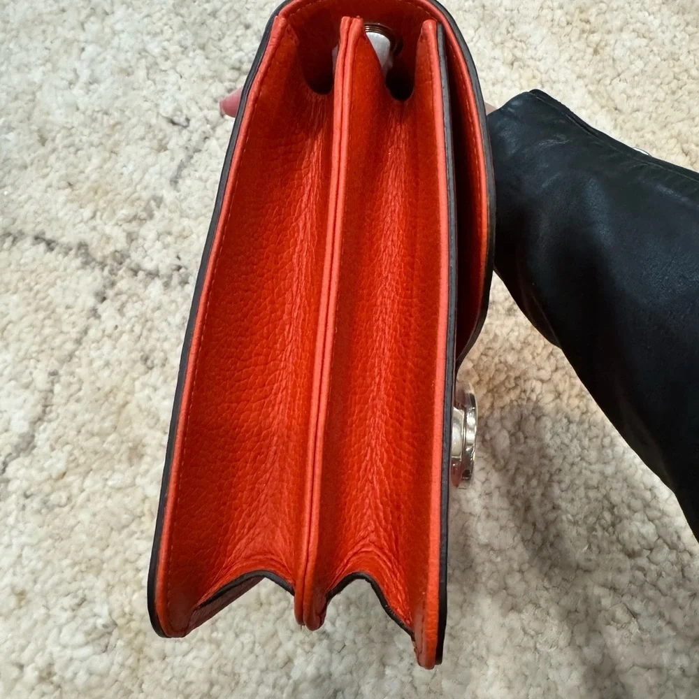 Gucci Orange Crossbody Bag with Silver Chain - Picture 8 of 12